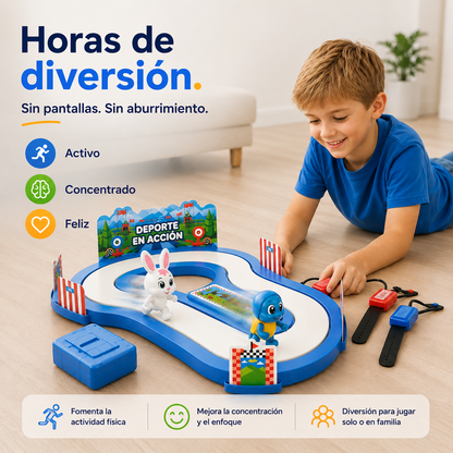 "Carrera Interactiva, Diversión sin pantallas para niños con energía infinita"