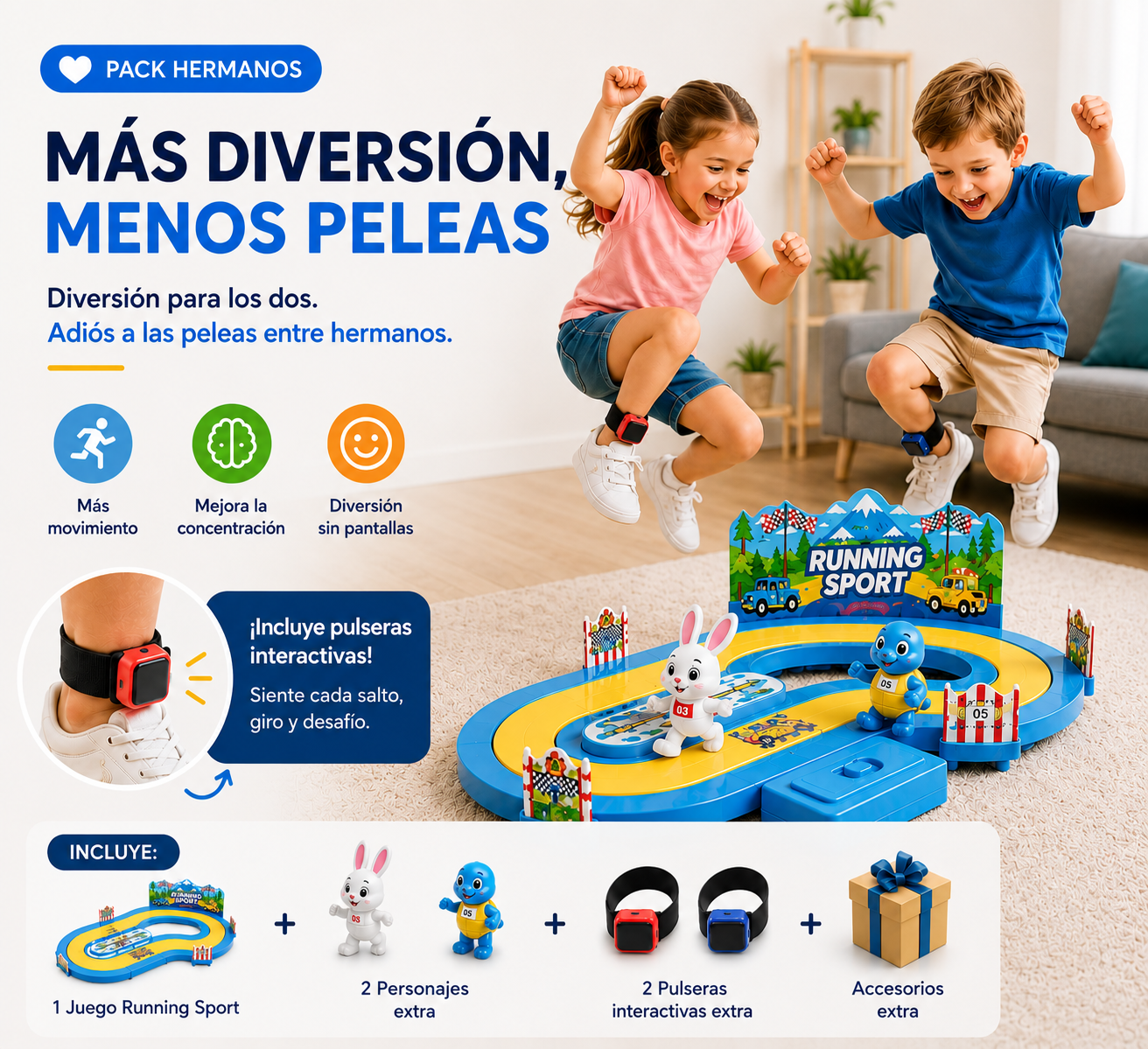 "Carrera Interactiva, Diversión sin pantallas para niños con energía infinita"